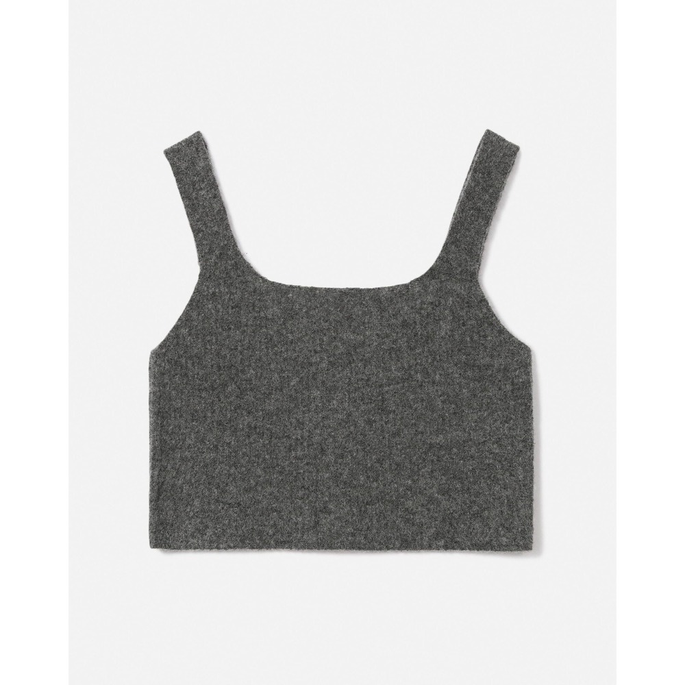 EVERLANE SQUARE NECK RIBBED TANK CROP TOP GRAY WOMEN'S SIZE S